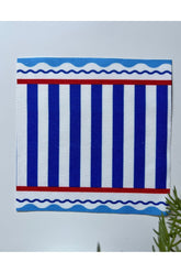 Decorative Cocktail Napkins with Digital Printed, Laser Cut Edges and Striped Patterns